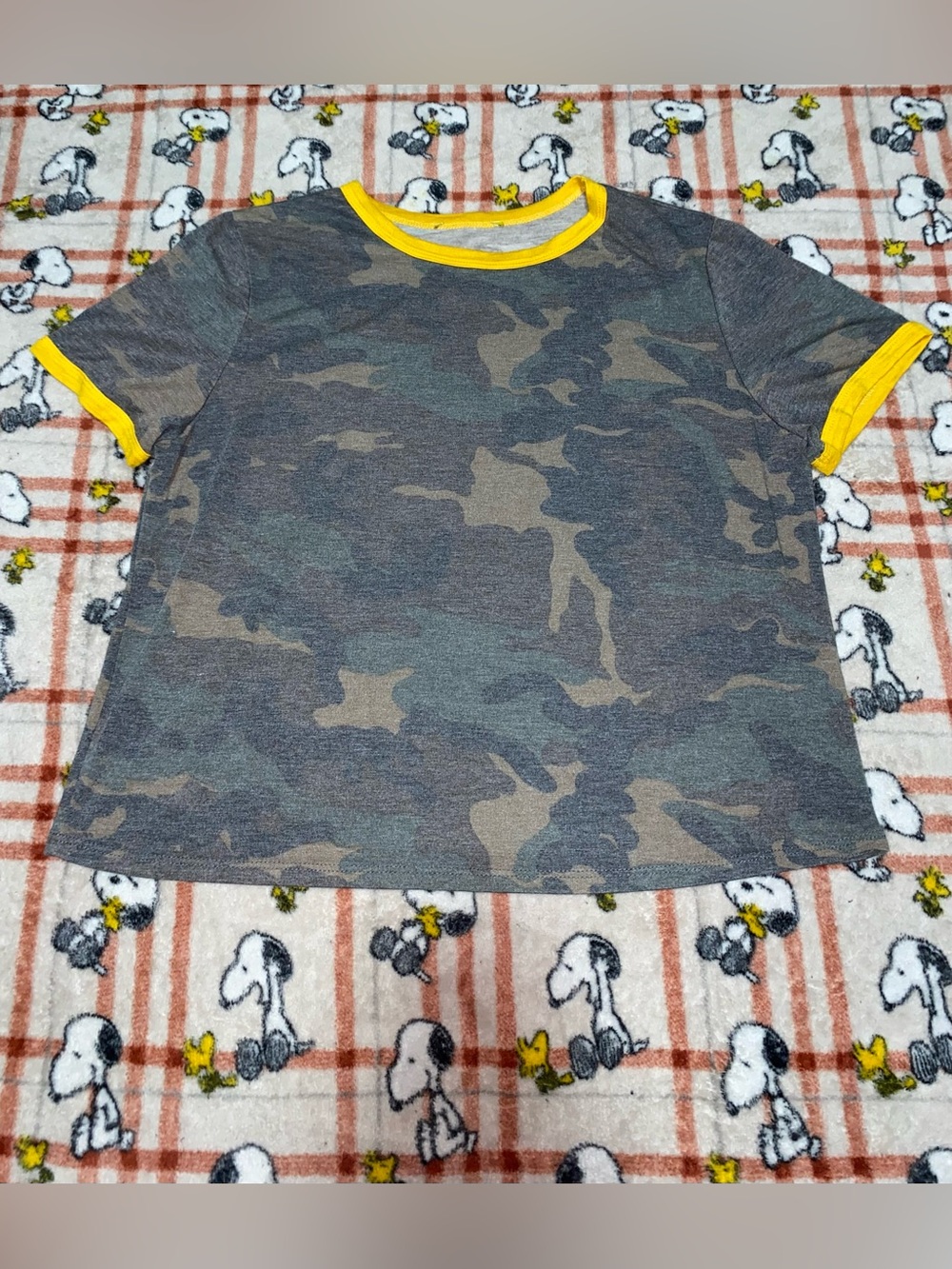 Target Women's Camo Crop Tee with Yellow Trim
